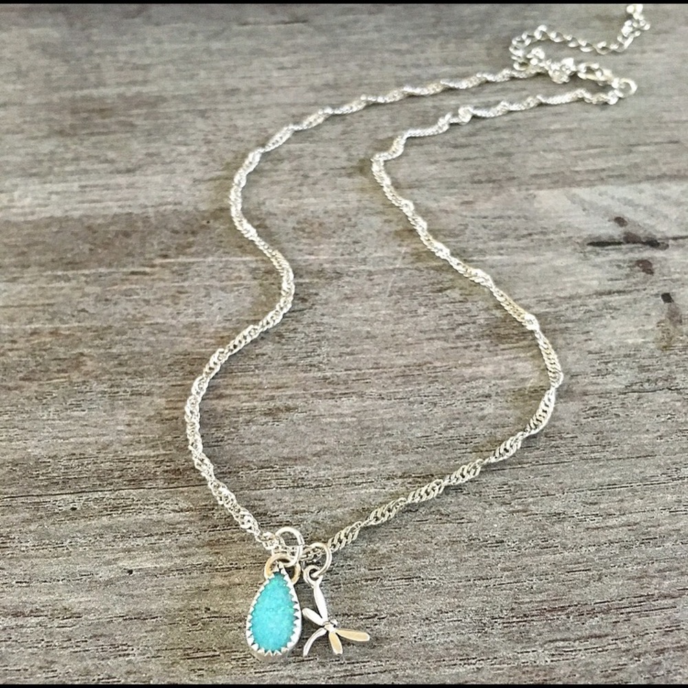 Australian opal dragonfly charm necklace jewelry